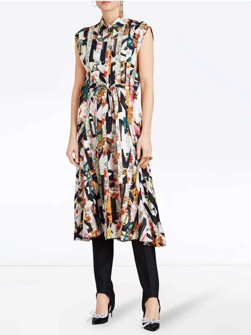 Burberry Silk Graffiti Archive Scarf Print Shirt Dress Belted Multicolor Size 2